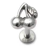 Steel Labret with Cast Steel Attachment 1.2mm 1.2mm, 9mm, Cherries