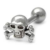Steel Barbell with Cast Steel Attachment 1.6mm 1.6mm, 16mm, Skull and Crossbones
