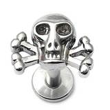 Steel Labret with Cast Steel Attachment 1.6mm 1.6mm, 8mm, Skull and Crossbones
