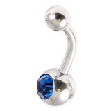 Steel Baby Jewelled Belly Bars - 8mm Capri Blue