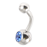 Steel Baby Jewelled Belly Bars - 8mm Sapphire Blue