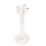 Bioflex Push-fit Labret with 925 Sterling Silver Claw Set Crystal Star 1.2mm, 10mm