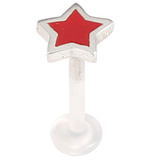Bioflex Push-fit Labret with 925 Sterling Silver Enamel Star 1.2x7mm