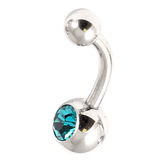 Steel Baby Jewelled Belly Bars - 8mm Turquoise
