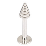 Steel Labrets with Steel Attachments 1.2mm 1.2mm, 6mm, Steel Ribbed Cone