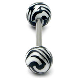 Acrylic Zebra Barbell 1.6mm, 14mm, 6mm, Black and White