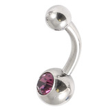 Steel Baby Jewelled Belly Bars - 8mm Purple