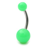 Acrylic Neon Belly Bar Gauge: 1.6mm, Length 8mm / Green