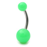 Acrylic Neon Belly Bar Gauge: 1.6mm, Length 12mm / Green