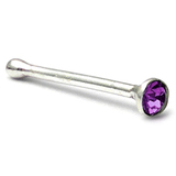 Silver Crystal Stud ST17 - Nose Bones ST17, 1.6mm, 1 Pair of Purple