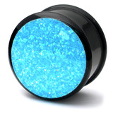 Acrylic Sparkle Plugs 20mm, Aqua
