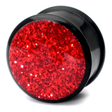 Acrylic Sparkle Plugs 10mm, Red