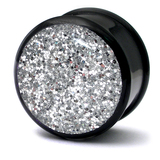 Acrylic Sparkle Plugs 6mm, Silver