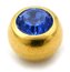 Gold Plated Steel Jewelled Balls 1.6mm, 6mm, Sapphire Blue