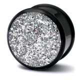 Acrylic Sparkle Plugs 18mm, Silver