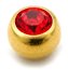 Gold Plated Steel Jewelled Balls 1.6mm, 6mm, Red