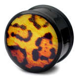 Acrylic Logo Plugs 6-14mm 12mm, Leopard Print Gold