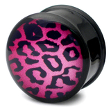 Acrylic Logo Plugs 6-14mm 12mm, Leopard Print Pink