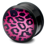 Acrylic Logo Plugs 6-14mm 10mm, Leopard Print Pink