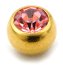 Gold Plated Steel Jewelled Balls 1.6mm, 6mm, Light Pink