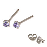 Silver Crystal Studs ST11 - ST12 - ST13 - Claw Set Tanzanite / ST11. Claw set. 1.5mm jewel