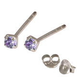 Silver Crystal Studs ST11 - ST12 - ST13 - Claw Set Tanzanite / ST13. Claw set. 2.5mm jewel