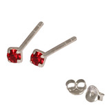 Silver Crystal Studs ST11 - ST12 - ST13 - Claw Set Red / ST11. Claw set. 1.5mm jewel
