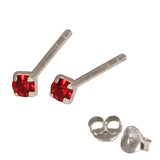 Silver Crystal Studs ST11 - ST12 - ST13 - Claw Set Red / ST12. Claw set. 2.0mm jewel