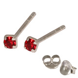 Silver Crystal Studs ST11 - ST12 - ST13 - Claw Set Red / ST13. Claw set. 2.5mm jewel