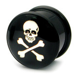 Acrylic Logo Plugs 6-14mm 6mm, Skull and Crossbones