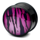 Acrylic Logo Plugs 6-14mm 6mm, Tiger Print Purple