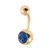 22ct Gold Plated Steel (PVD) Jewelled Belly Bars - SKU 1557