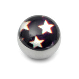 Steel Logo Balls - Pictures 1.6mm, 6mm, Multi Star (White stars on Black)