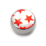 Steel Logo Balls - Pictures 1.6mm, 6mm, Multi Star (Red stars on White)