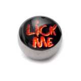 Steel Logo Balls - Words Lick Me (Red on Black)