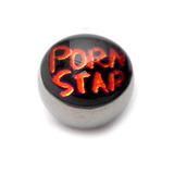 Steel Logo Balls - Words Porn Star (Red on Black)