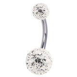 Belly Bar - Steel with Smooth Glitzy Ball (8mm and 5mm balls) - SKU 15641