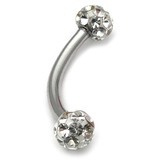 Belly Bar - Smooth Glitzy Ball (5mm balls) 1.6mm, 10mm, 5mm, Crystal Clear
