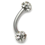 Belly Bar - Smooth Glitzy Ball (5mm balls) 1.6mm, 12mm, 5mm, Crystal Clear