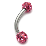 Belly Bar - Smooth Glitzy Ball (5mm balls) 1.6mm, 8mm, 5mm, Pink