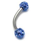 Belly Bar - Smooth Glitzy Ball (5mm balls) 1.6mm, 10mm, 5mm, Sapphire Blue
