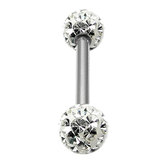 Smooth Glitzy Ball Barbell Double Ended with 5mm balls 1.6mm, 10mm, 5mm, Crystal Clear