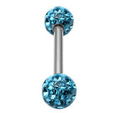 Smooth Glitzy Ball Barbell Double Ended with 5mm balls 1.6mm, 10mm, 5mm, Light Blue