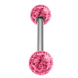Smooth Glitzy Ball Barbell Double Ended with 5mm balls 1.6mm, 10mm, 5mm, Pink