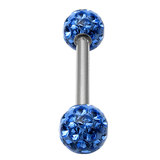 Smooth Glitzy Ball Barbell Double Ended with 5mm balls 1.6mm, 10mm, 5mm, Sapphire