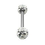 Smooth Glitzy Ball Micro Bar Double Ended with 3mm Balls in 1.2mm Gauge - SKU 15679