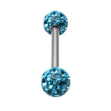 Smooth Glitzy Ball Micro Bar Double Ended with 3mm Balls in 1.2mm Gauge - SKU 15681