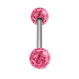 Smooth Glitzy Ball Micro Bar Double Ended with 3mm Balls in 1.2mm Gauge - SKU 15687