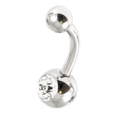 Steel Baby Jewelled Belly Bars - 10mm Crystal Clear