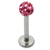 Smooth Glitzy Ball Labrets 1.6mm gauge 5mm Ball 1.6mm, 8mm, 5mm ball, Pink - alternative image